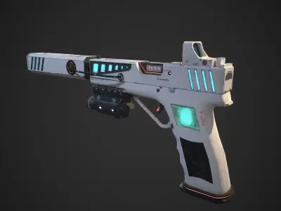 Sci-fi Glock-17 Low-poly 3D model