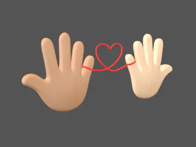 Hand with Red Line Icon v1 019 Low-poly 3D model