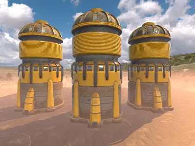 SciFi Desert Building 5  Low-poly 3D model