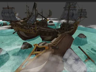 Casual Tiny Environment - Shipboard Battle Low-poly 3D model