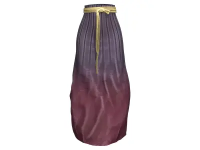 Traditional Chinese Japanese Style Long Skirt With Ribbon Belt Low-poly 3D model