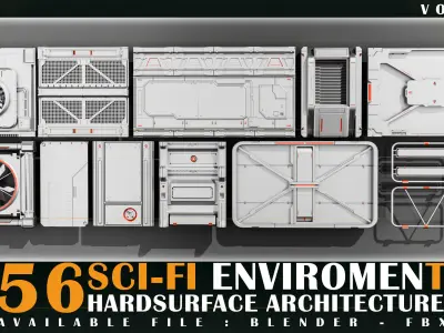 56 Sci-Fi Enviroment Architecture vol 01 Low-poly 3D model