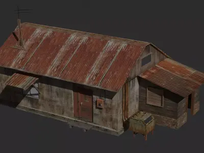 Low Post-Apocalyptic House Dirty Low-poly 3D model