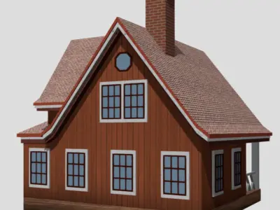 American Style Cottage - Town House Model Low-poly 3D model