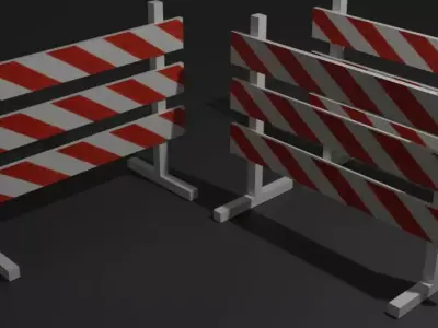 Large Wooden Barricade Low-poly 3D model