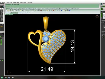 Elegant Heart Pendant w Pave Diamonds and Open Heart Accent 1879 3D print model
