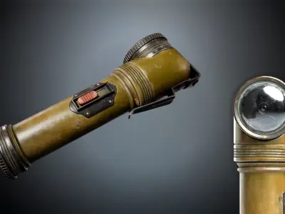 Military Flashlight 1924 Low-poly 3D model