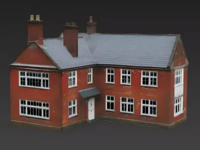Classic Weathered Red Brick Family House 3D Model Low-poly 3D model
