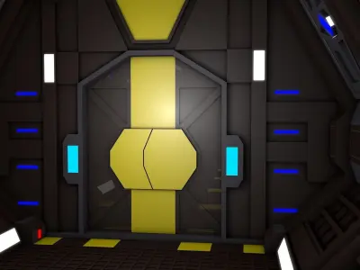 Sci Fi Corridor Low-poly 3D model 23