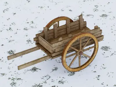 Wooden cart  3D model