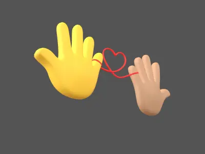 Hand with Red Line Icon v1 035 Low-poly 3D model