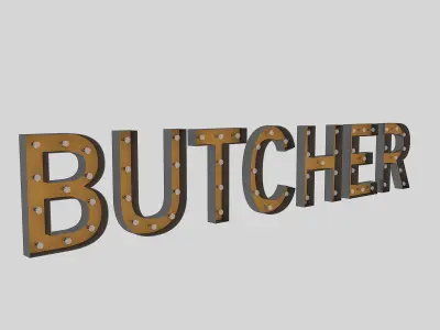 Butcher Sign With Bulb Low-poly 3D model