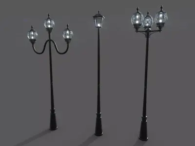 PBR Outdoor Street lamp post Low-poly 3D model