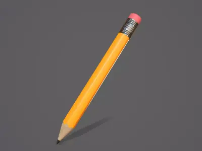 Pencil Yellow Low-poly 3D model