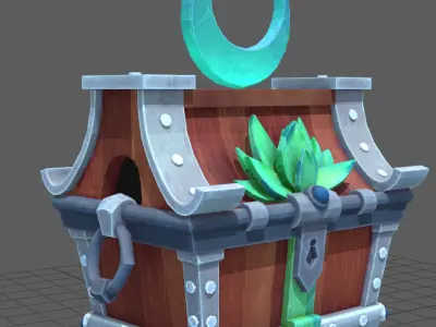 Personalized Moon Treasure Chest Low-poly 3D model
