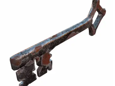 Medieval key Low-poly 3D model