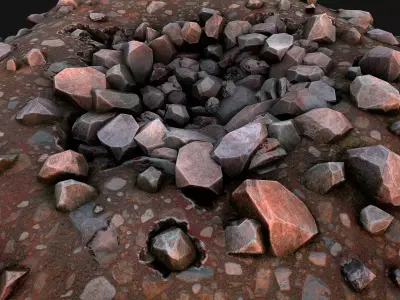 Gemstone Ore Deposits Mine Environment Low-poly 3D model