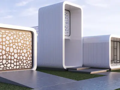 Futuristic residential house 01 3D model