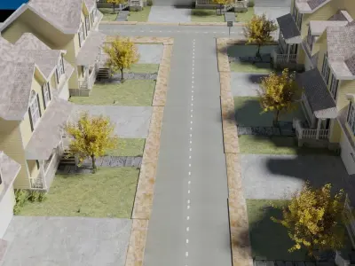 Cartoons Street  Low-poly 3D model