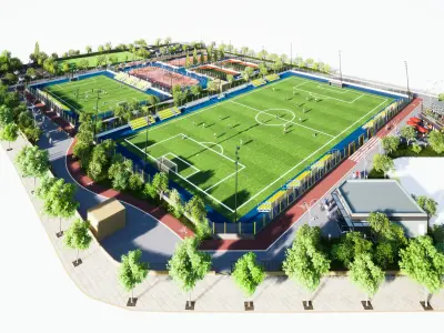 Sport Complex Exterior Low-poly 3D model