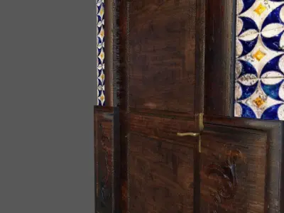 Old Wood Door Tiles Low-poly 3D model