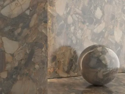 Breccia Terrazzo Marble Porcelain Tiles - Set 16 Texture