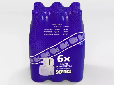 6 pack 330ml shrinkwrapped bottles 3D model