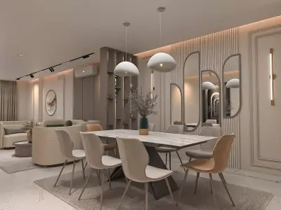 reception flat design 3D model