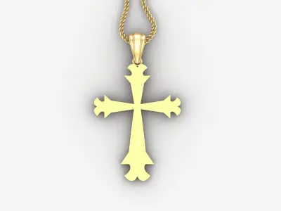 Light Gold 18K Cross Pendant 2CP014 3D print model