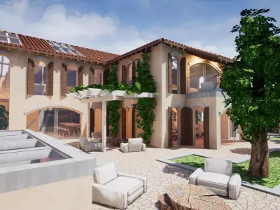 Spanish Modern Modular Villa Assets - Complete kit Low-poly 3D model