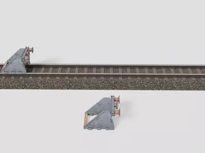 Railway buffer stop Low-poly 3D model
