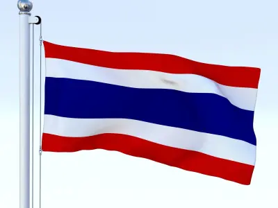 Animated Thailand Flag Low-poly 3D model