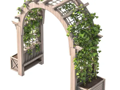Wooden Garden Arbor 05 3D model