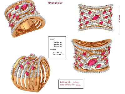 Diamond Ring for Women 3D print model 30