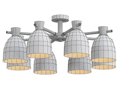 folke light fixture with six shades of gold 3D model