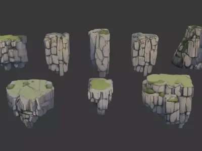 Stylized Rock Cliff Packs 01 Low-poly 3D model