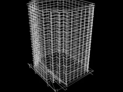 Skyscraper at Night - LowPoly Low-poly 3D model