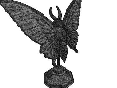 Iridescent SciFi Moth Statue Low-poly 3D model