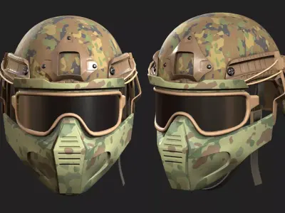 Helmet mask millitary combat soldier armor scifi  Low-poly 3D model