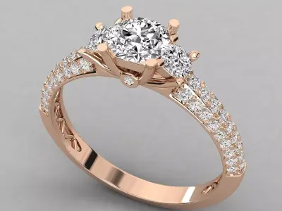 Women Light Weight Solitare Diamond Wedding Ring   29 3D print model
