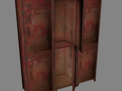 locker 1 rusty metal cabinet Low-poly 3D model