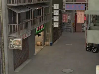 Japanease Street 3d Model Low-poly 3D model
