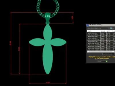 Light Gold 18K Cross Pendant 1CP088 3D print model