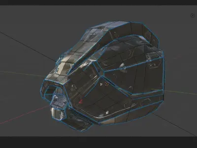 Cyborg Droid Futuristic Space Helmet Low-poly 3D model