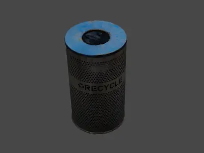 Rusty Recycle Trash Can Bin 3D model