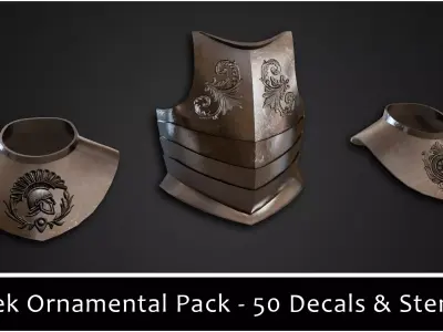 3DT Greek Ornamental Decal and Stamp Pack Low-poly 3D model