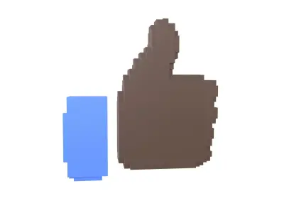 Voxel Facebook Like Button v1 008 Low-poly 3D model