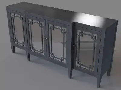 Haley 4-door Wood and Mirror Sideboard in Charcoal Gray 3D model