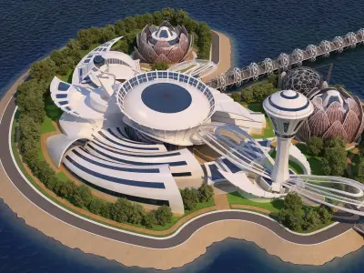 0077 - Future City Island 01 - 2D Drawing - 3D Files 3D model