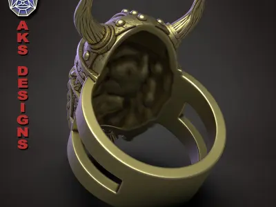 Ring organic jewelry Ancient Viking v1  3D print model